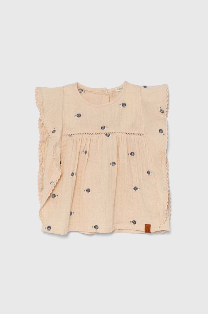 United Colors of Benetton top din bumbac pentru bebeluși culoarea bej-Îmbrăcăminte