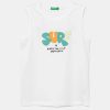 United Colors of Benetton top din bumbac pentru copii culoarea alb