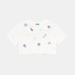United Colors of Benetton tricou de bumbac pentru copii culoarea alb