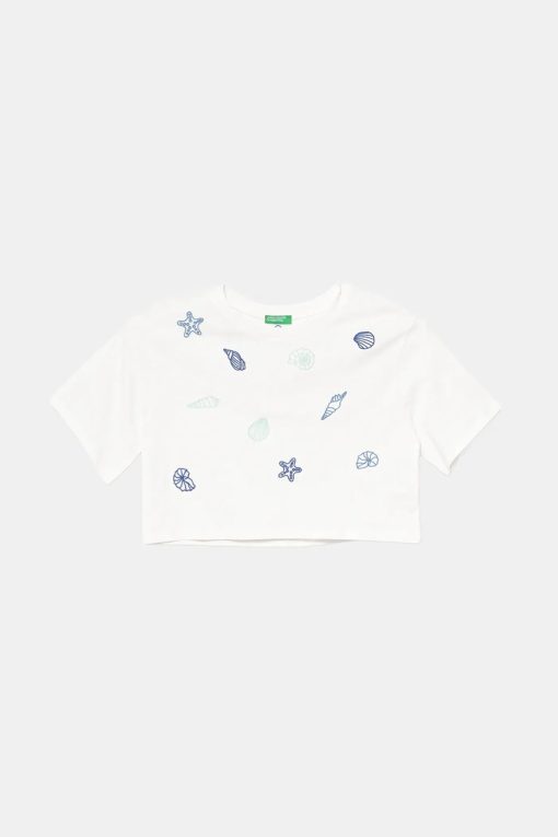 United Colors of Benetton tricou de bumbac pentru copii culoarea alb