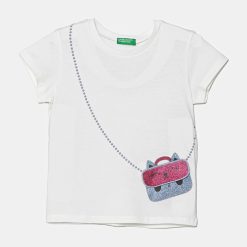 United Colors of Benetton tricou de bumbac pentru copii culoarea alb