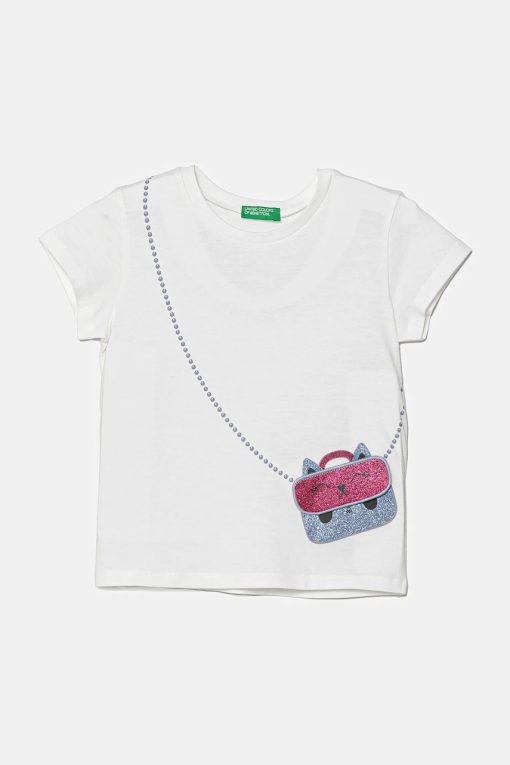 United Colors of Benetton tricou de bumbac pentru copii culoarea alb