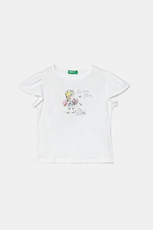 United Colors of Benetton tricou de bumbac pentru copii culoarea alb