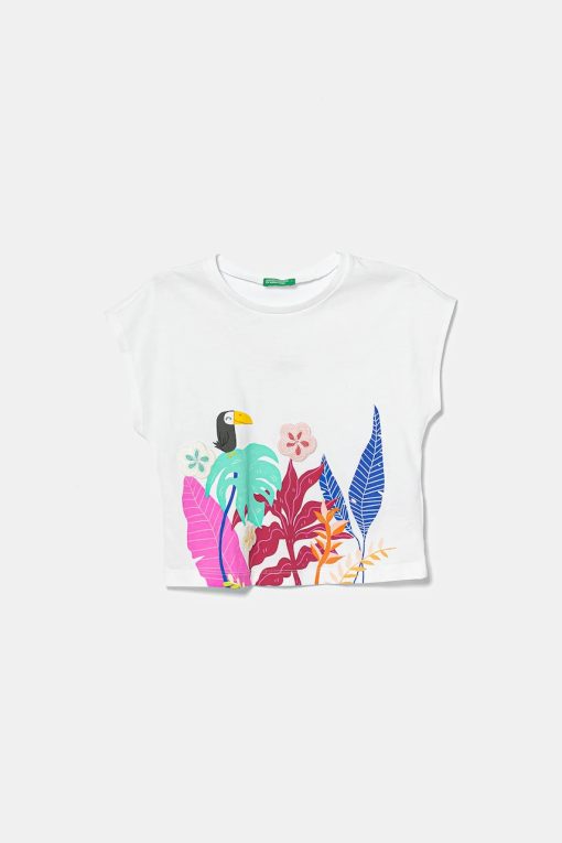 United Colors of Benetton tricou de bumbac pentru copii culoarea alb
