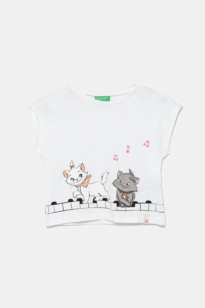 United Colors of Benetton tricou de bumbac pentru copii culoarea alb