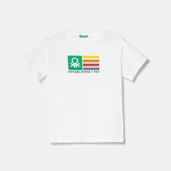 United Colors of Benetton tricou de bumbac pentru copii culoarea alb