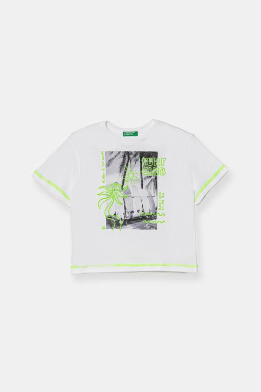 United Colors of Benetton tricou de bumbac pentru copii culoarea alb