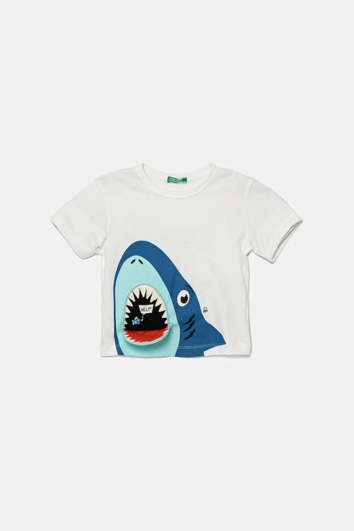 United Colors of Benetton tricou de bumbac pentru copii culoarea alb