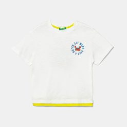 United Colors of Benetton tricou de bumbac pentru copii culoarea alb