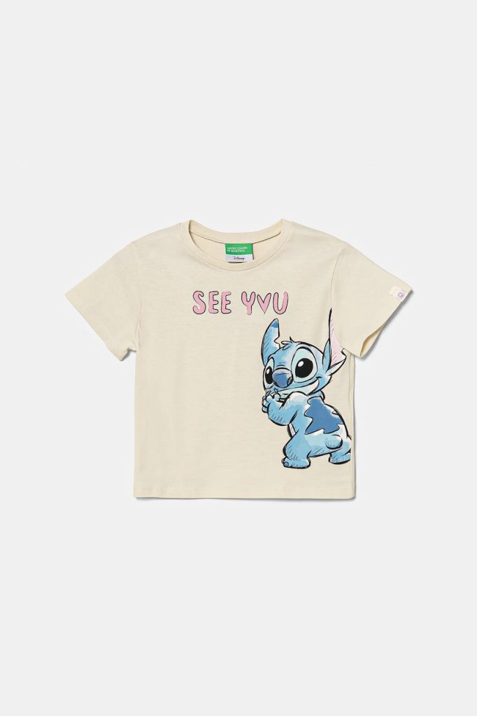 United Colors of Benetton tricou de bumbac pentru copii culoarea bej