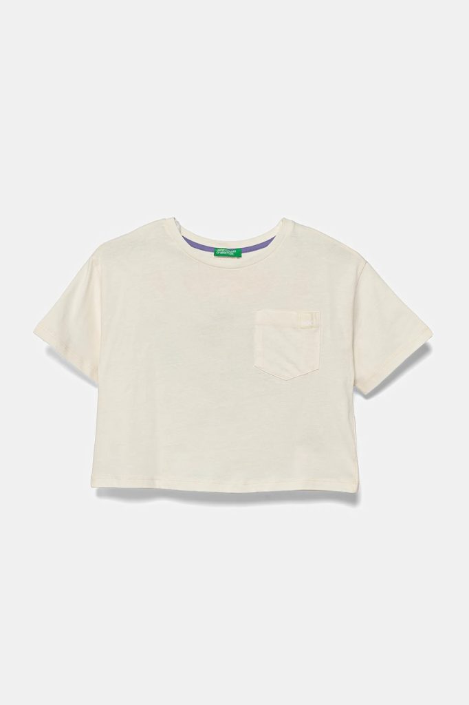 United Colors of Benetton tricou de bumbac pentru copii culoarea bej