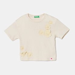 United Colors of Benetton tricou de bumbac pentru copii culoarea bej