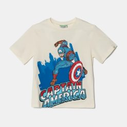United Colors of Benetton tricou de bumbac pentru copii culoarea bej