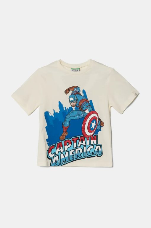 United Colors of Benetton tricou de bumbac pentru copii culoarea bej