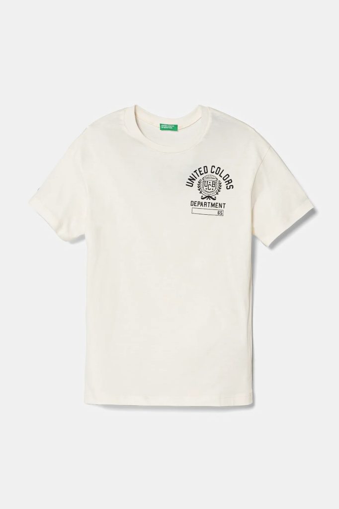 United Colors of Benetton tricou de bumbac pentru copii culoarea bej