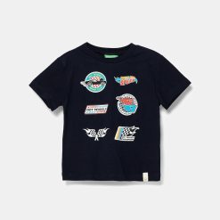 United Colors of Benetton tricou de bumbac pentru copii culoarea bleumarin