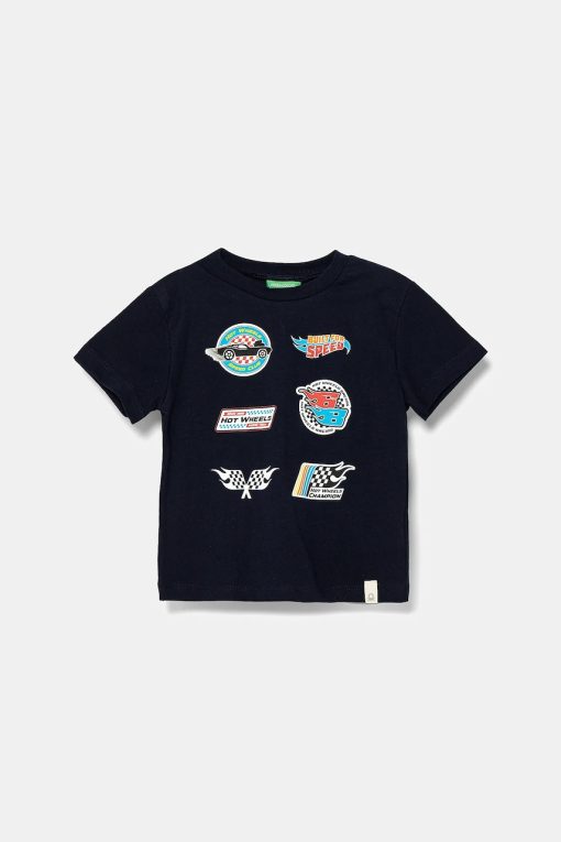 United Colors of Benetton tricou de bumbac pentru copii culoarea bleumarin