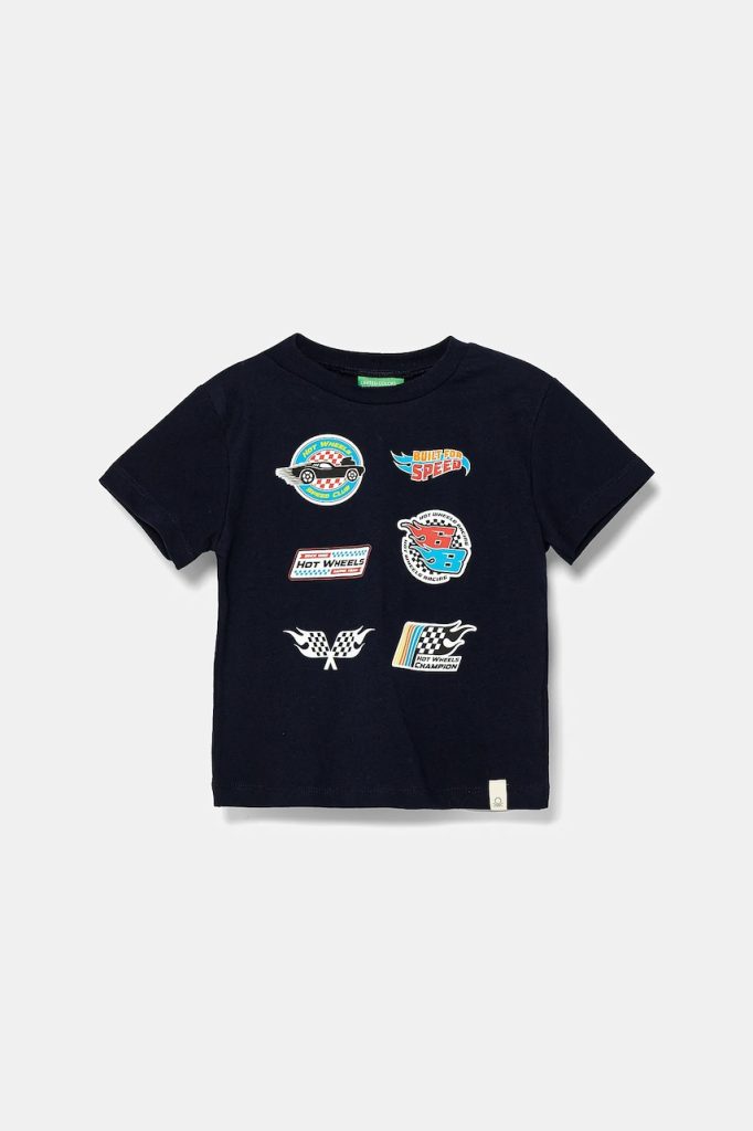 United Colors of Benetton tricou de bumbac pentru copii culoarea bleumarin