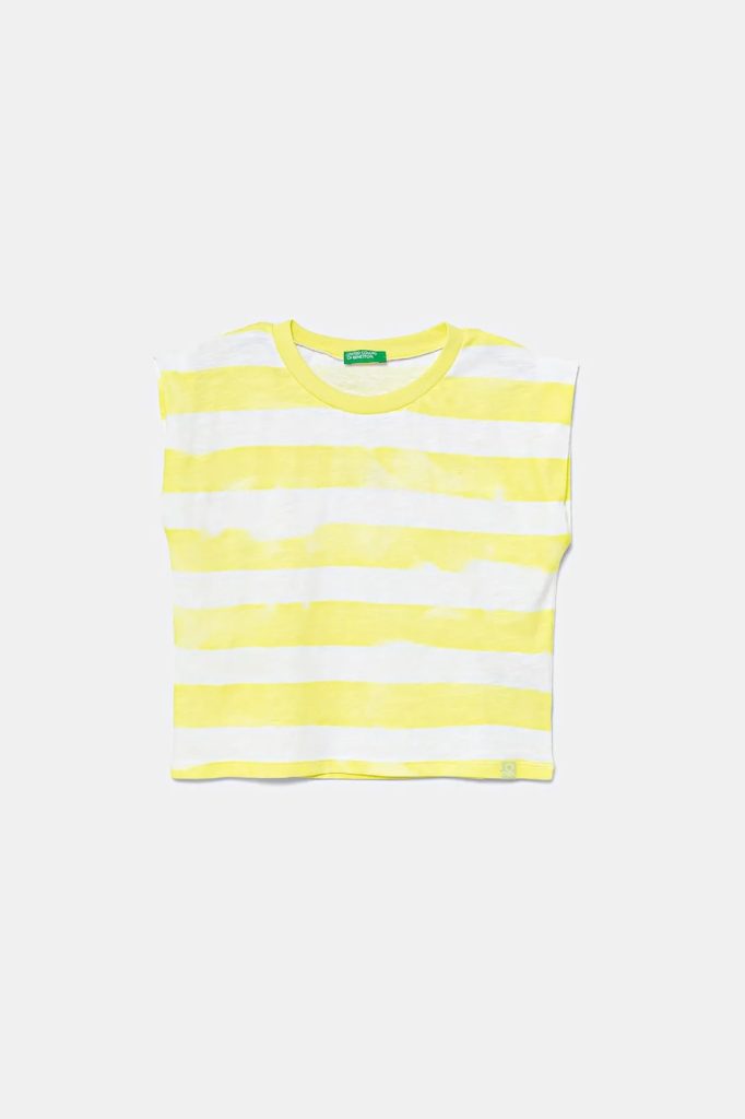 United Colors of Benetton tricou de bumbac pentru copii culoarea galben