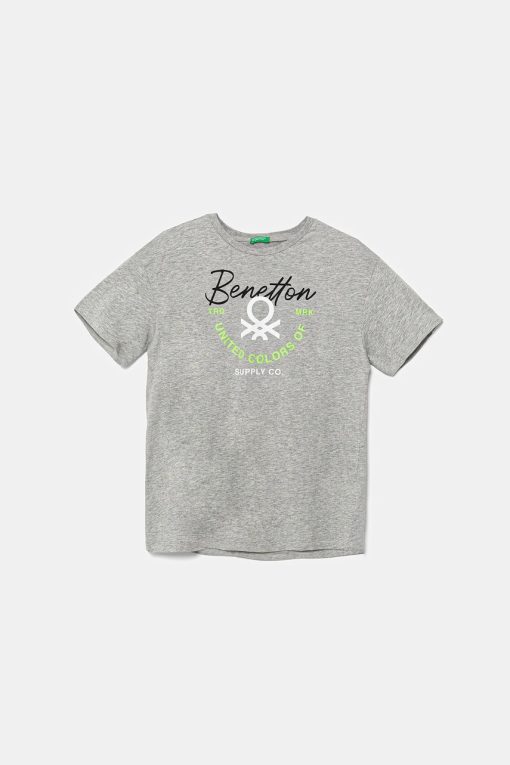 United Colors of Benetton tricou de bumbac pentru copii culoarea gri