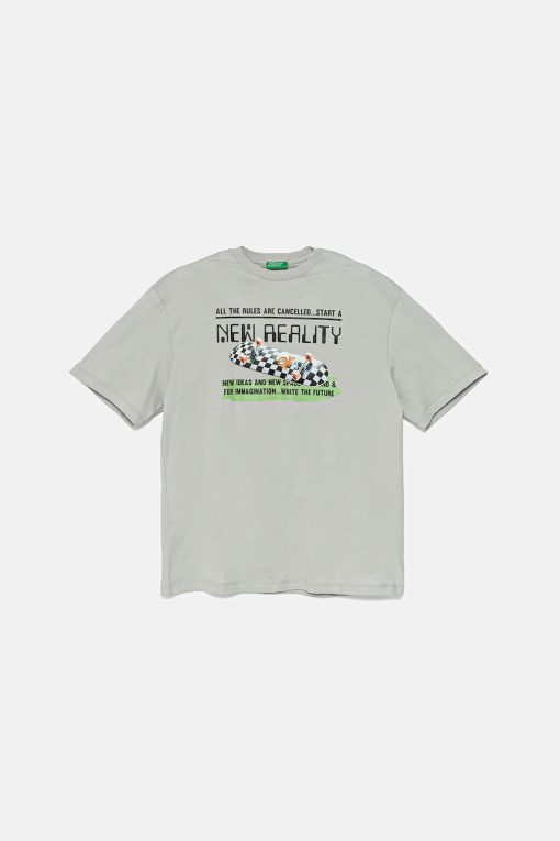 United Colors of Benetton tricou de bumbac pentru copii culoarea gri