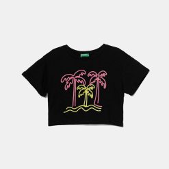 United Colors of Benetton tricou de bumbac pentru copii culoarea negru