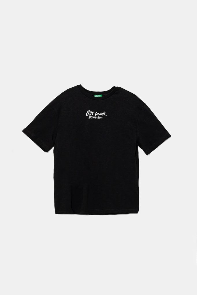 United Colors of Benetton tricou de bumbac pentru copii culoarea negru