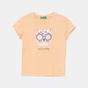 United Colors of Benetton tricou de bumbac pentru copii culoarea portocaliu