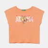 United Colors of Benetton tricou de bumbac pentru copii culoarea portocaliu