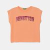 United Colors of Benetton tricou de bumbac pentru copii culoarea portocaliu