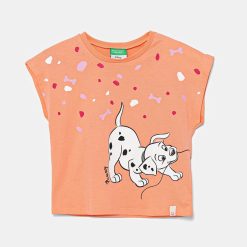 United Colors of Benetton tricou de bumbac pentru copii culoarea portocaliu