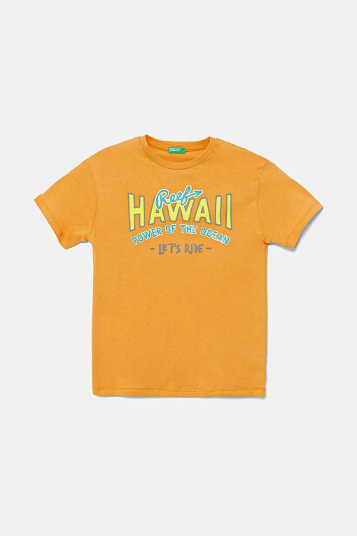 United Colors of Benetton tricou de bumbac pentru copii culoarea portocaliu