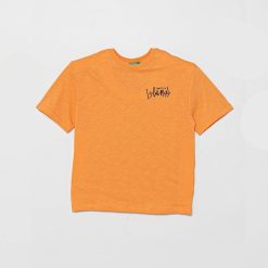 United Colors of Benetton tricou de bumbac pentru copii culoarea portocaliu