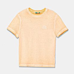 United Colors of Benetton tricou de bumbac pentru copii culoarea portocaliu