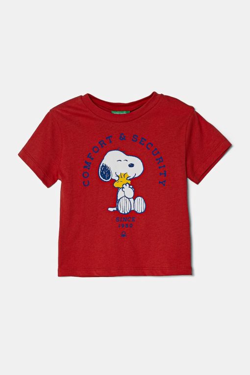 United Colors of Benetton tricou de bumbac pentru copii culoarea roșu