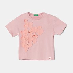 United Colors of Benetton tricou de bumbac pentru copii culoarea roz
