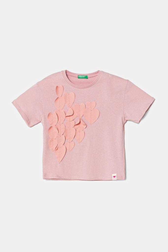 United Colors of Benetton tricou de bumbac pentru copii culoarea roz