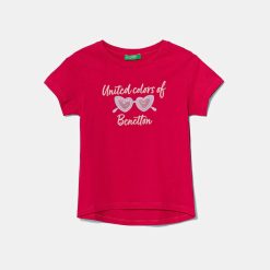 United Colors of Benetton tricou de bumbac pentru copii culoarea roz