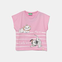 United Colors of Benetton tricou de bumbac pentru copii culoarea roz