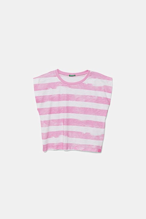 United Colors of Benetton tricou de bumbac pentru copii culoarea roz