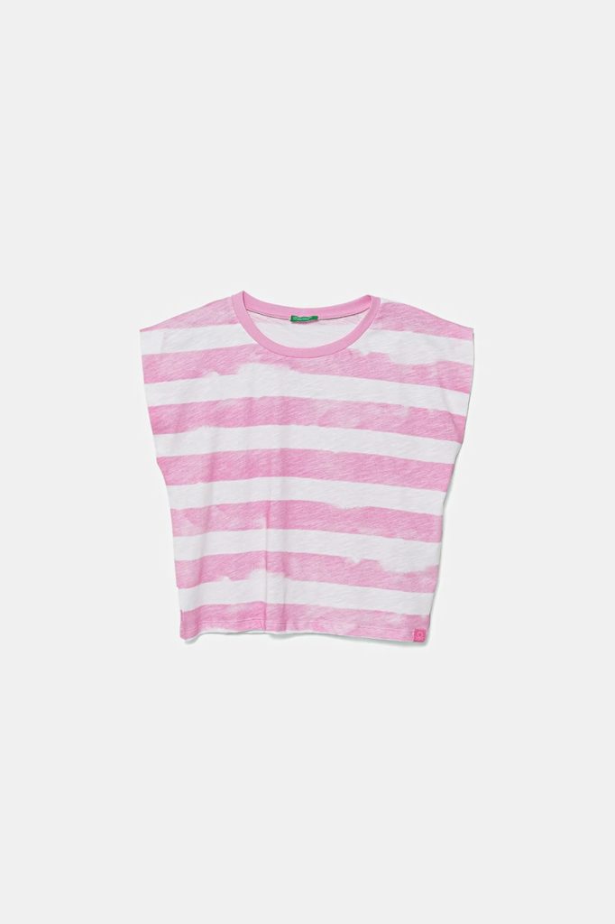 United Colors of Benetton tricou de bumbac pentru copii culoarea roz