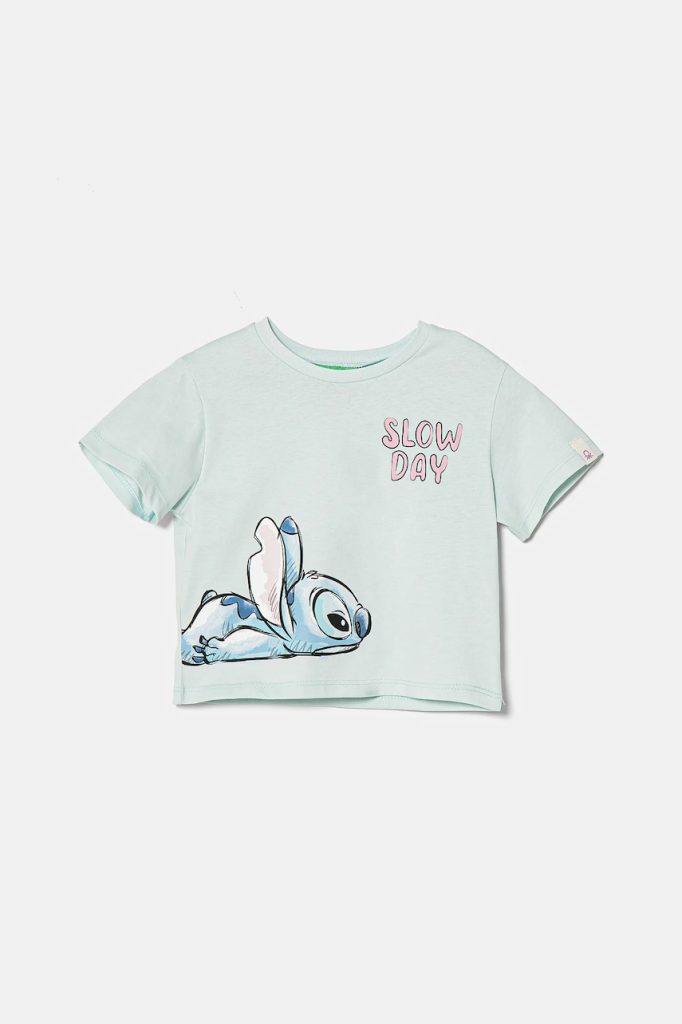 United Colors of Benetton tricou de bumbac pentru copii culoarea turcoaz