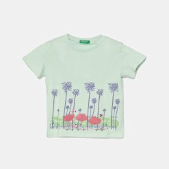 United Colors of Benetton tricou de bumbac pentru copii culoarea turcoaz