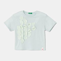 United Colors of Benetton tricou de bumbac pentru copii culoarea turcoaz