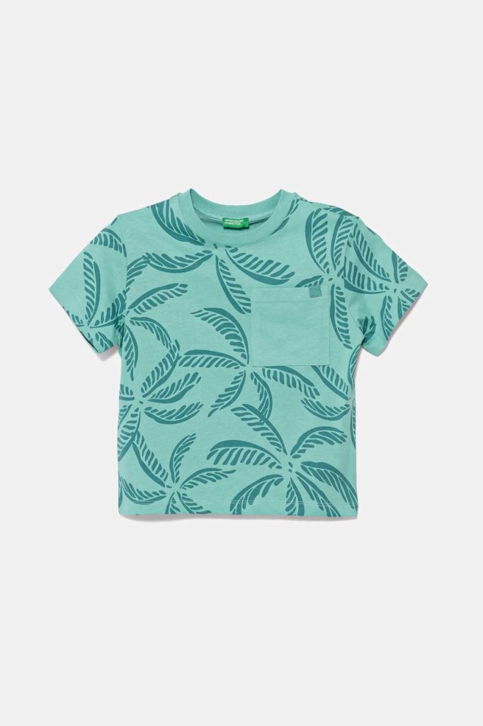 United Colors of Benetton tricou de bumbac pentru copii culoarea turcoaz