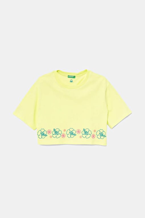 United Colors of Benetton tricou de bumbac pentru copii culoarea verde