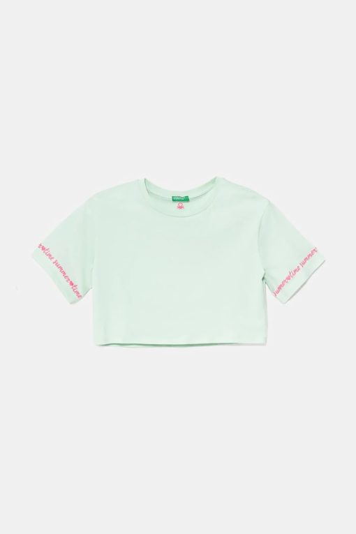 United Colors of Benetton tricou de bumbac pentru copii culoarea verde