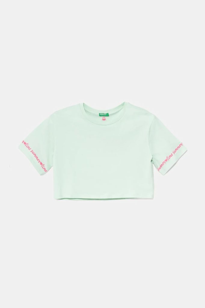 United Colors of Benetton tricou de bumbac pentru copii culoarea verde