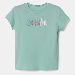 United Colors of Benetton tricou de bumbac pentru copii culoarea verde