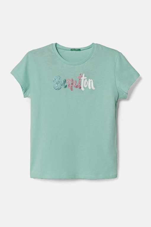 United Colors of Benetton tricou de bumbac pentru copii culoarea verde